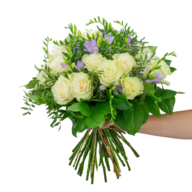 Bouquet of roses with freesia